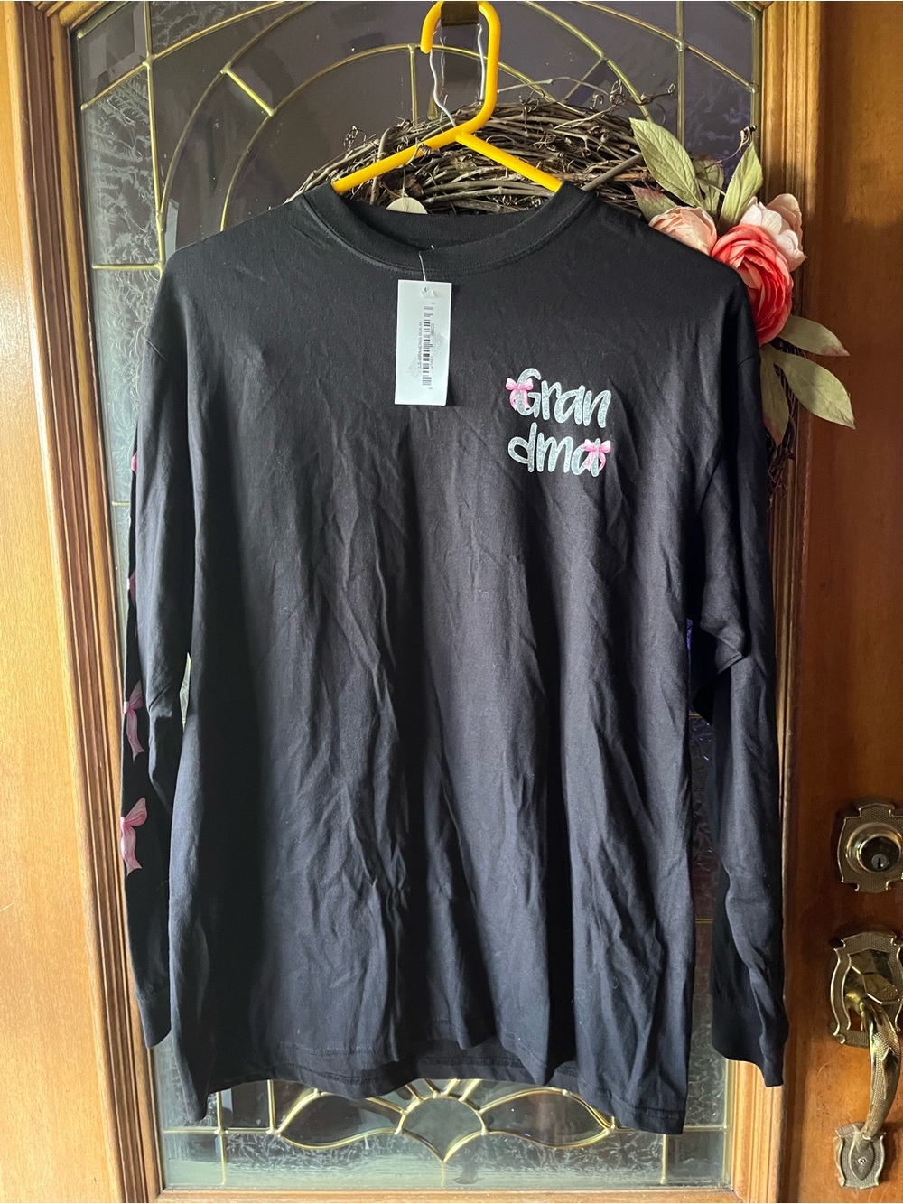 Simply Southern Black Floral Accent Long Sleeve Tee